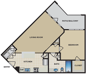 A5 - A7 - One Bedroom / One Bath - 691 - 721 Sq. Ft.*